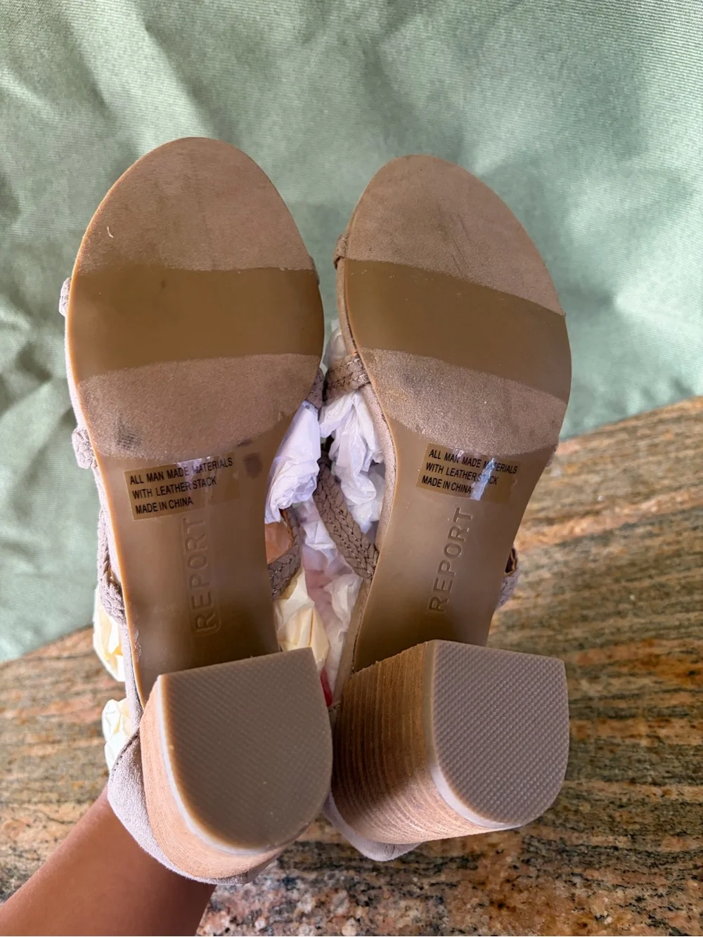 Report Strappy Block Heel Sandals - Taupe Women’s Size 9